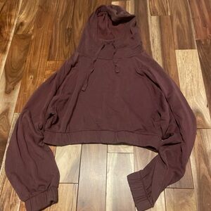 Aeropostale Brown Oversized Cropped Hoodie